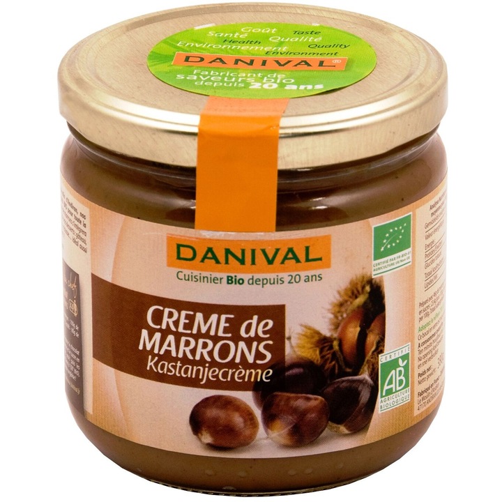 Crema din castane comestibile bio, DANIVAL, 380 g, 46% castane, vanilie ...