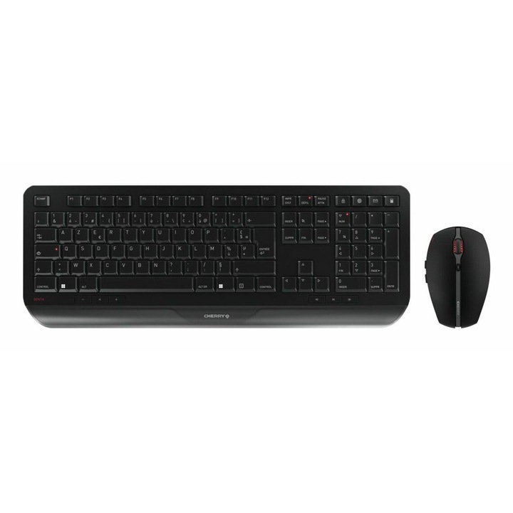Tastatura cu mouse Cherry JD-7000FR-2, wireless, AZERTY, neagra, set complet