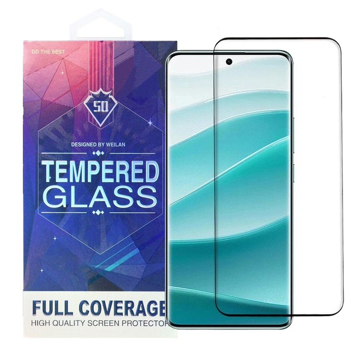 Xiaomi Redmi Note 14 Pro 4G/5G / Poco X7 5G съвместимо стъклено фолио, предно, 5D, закалено, извито, с черна рамка
