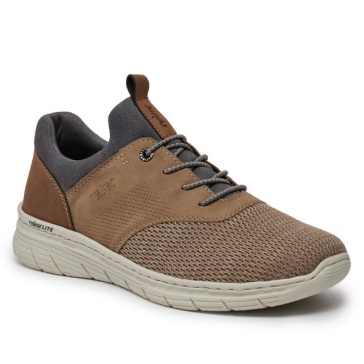 Rieker Pantofi sport bej pentru bărbați Rieker, cu șireturi de cauciuc 13150-64