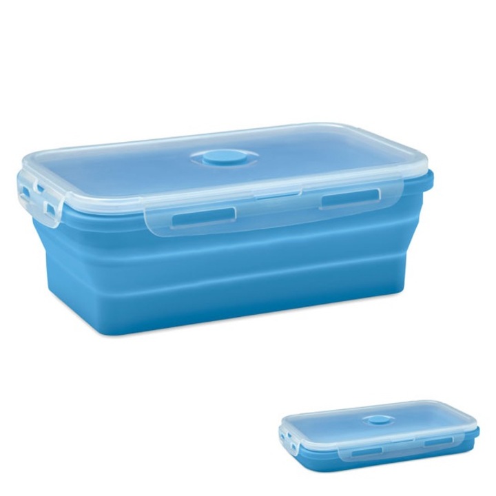 Cutie de pranz cutie de gustari pliabila din silicon albastru deschis
