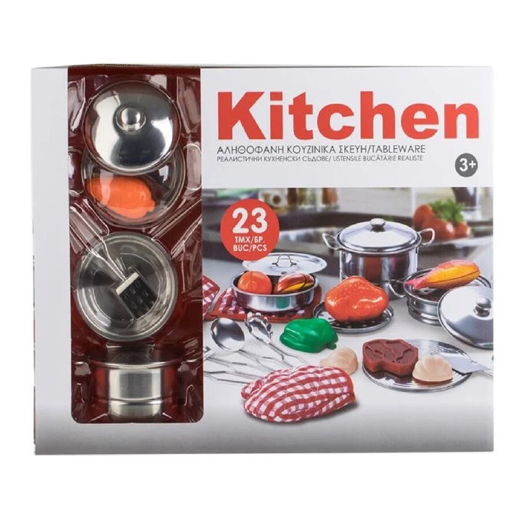 Gyerekkészlet valósághű konyhai eszközökkel, 23 db