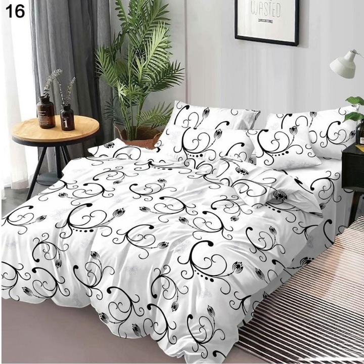 Set lenjerie de pat dublu, finet, Omera, 6 Piese