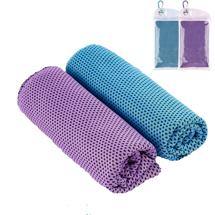 Set prosoape racoritoare, 2 bucati, 30x80cm, material poliester, multicolor