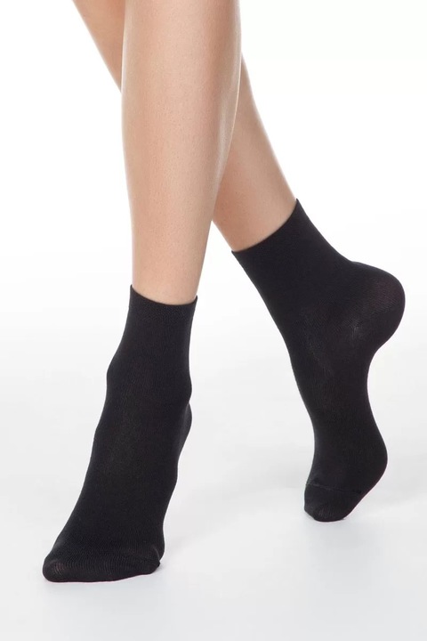Női klasszikus pamut zokni, Esli 000, Fekete, One Size