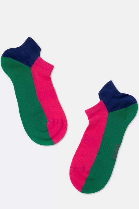 Sosete ultrascurte din bumbac cu picot in spate, Conte Active 393, Fucsia