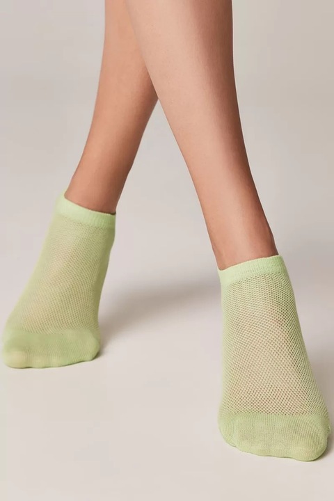 Sosete ultrascurte din bumbac cu model plasa, Conte Active 277, Verde lime