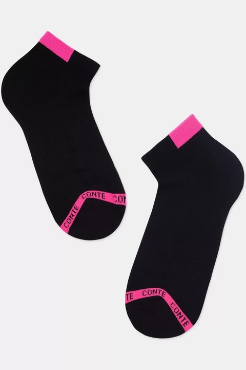 Къси памучни чорапи с хавлиена подметка, Conte Active 573, Черен