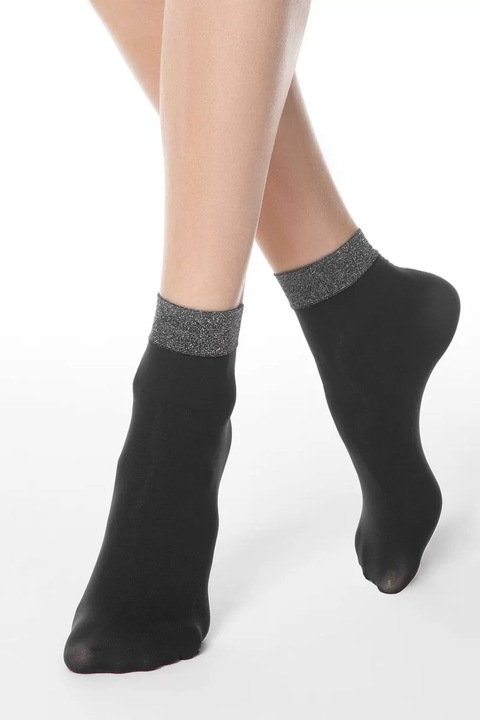 Чорапи от полиамид 1/2 с лурекс, Conte Fantasy 16C-125CP, Черен, One Size