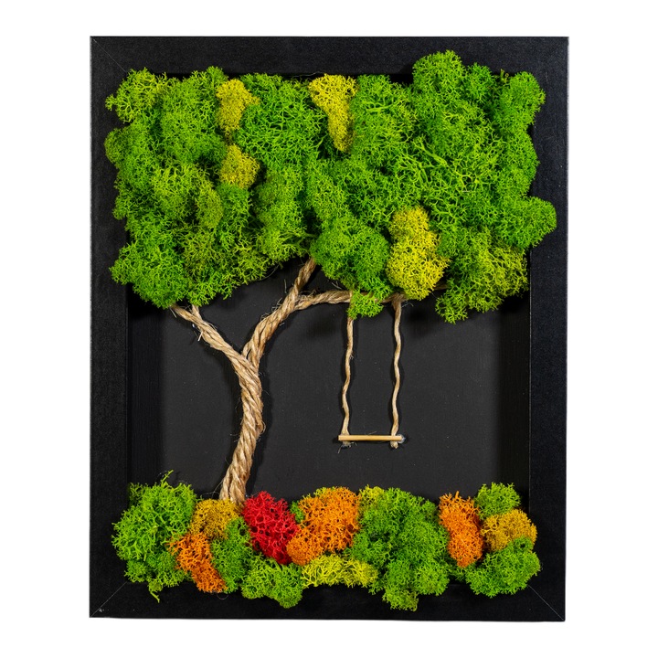 Rama Foto Copacul cu Leagan – Decor cu Licheni Naturali, 25x30 cm