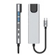 TECH-PROTECT HB02 6-в-1 алуминиев HUB адаптер, USB-C - 1x USB 3.0, 1x USB 2.0, 1x HDMI, 1x RJ45, 1x USB-C 100W, 1x USB-C, сив