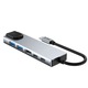 TECH-PROTECT HB02 6-в-1 алуминиев HUB адаптер, USB-C - 1x USB 3.0, 1x USB 2.0, 1x HDMI, 1x RJ45, 1x USB-C 100W, 1x USB-C, сив