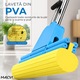 Mop cu Storcator Macvi®, Coada Metalica Telescopica 88-105 cm, PVA, 37 x 5 x 5 cm, pentru Gresie Parchet Marmura si Suprafete Lavabile Absorbtie Ridicata Albastru