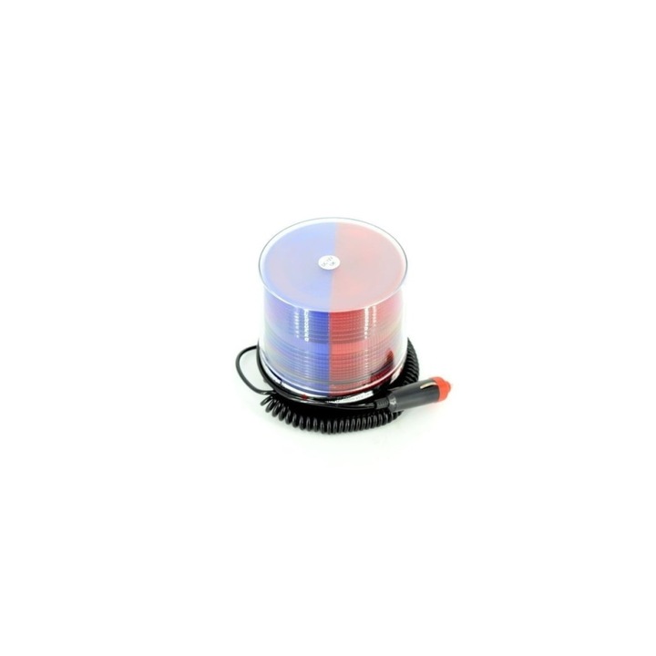 LED въртящ се фар 12v-24v, с магнит и щепсел за запалка, червено-синя светлина