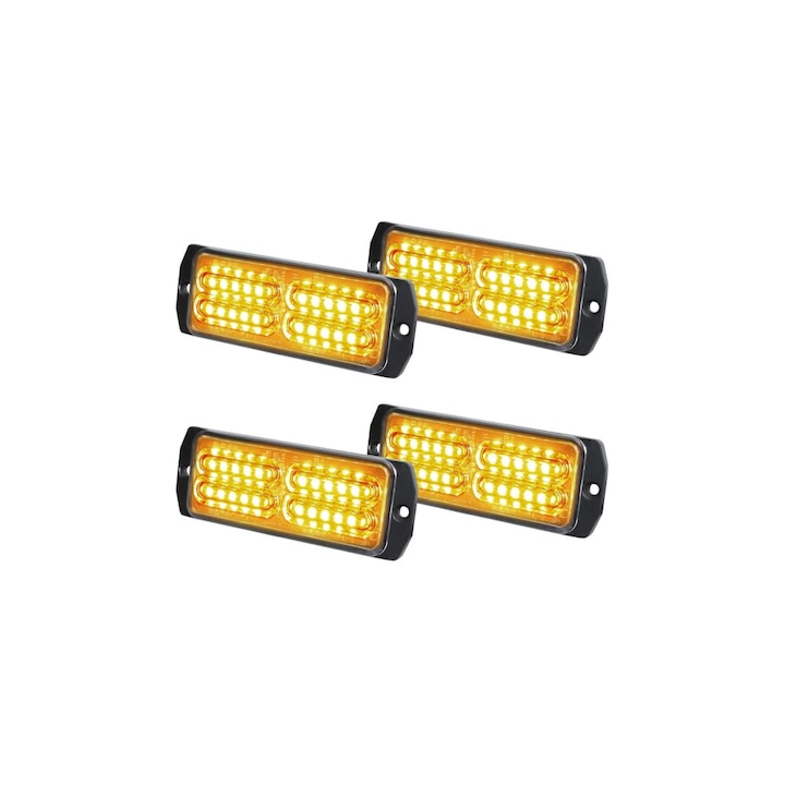 Професионална LED строб лампа 12V-24V, 24LED, оранжева светлина