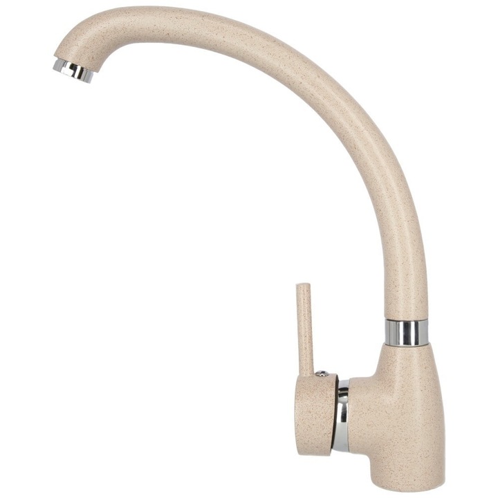 Смесител за кухненска мивка CasaBlanca SAND4A с лебедово гърло, тъмнобежов гранит