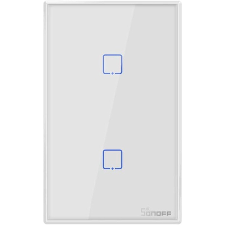 Intrerupator inteligent Sonoff T2US, wireless RF, cu 2 canale, pentru automatizarea inteligenta a locuintei, compatibil cu Alexa si Google Home