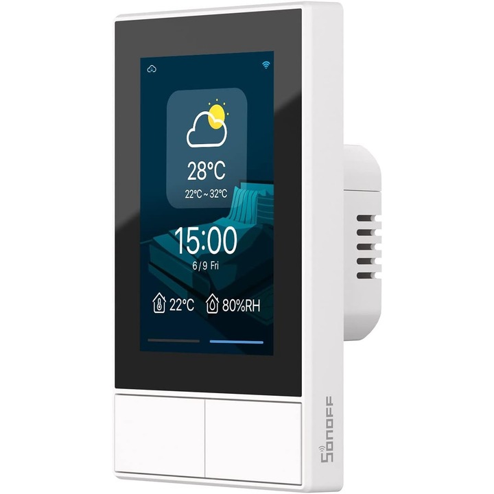 SONOFF NSPanel USW Smart Switch, WiFi, Smart Home Vezérlőpult, 2 csatorna, Hőmérsékletszabályozási funkció, Kompatibilis az Alexával és a Google Home-al, Fehér