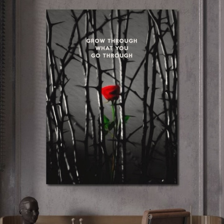 Премиум картина върху платно, LuxCanva® F1000, Силата на процъфтяването, 45 X 60 см, 100% памучно платно 400 г/м2, дървена рамка, Надежда, Изцеление, Еволюция, Смелост, Упоритост, Хол, Ярки цветове