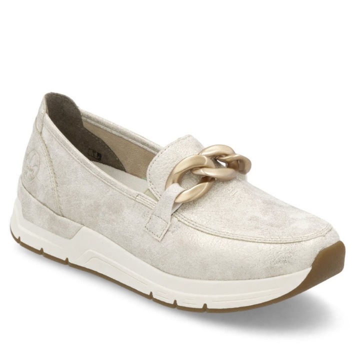 Rieker Rieker női bebújós bézs-arany mokaszin félcipő 58944-61