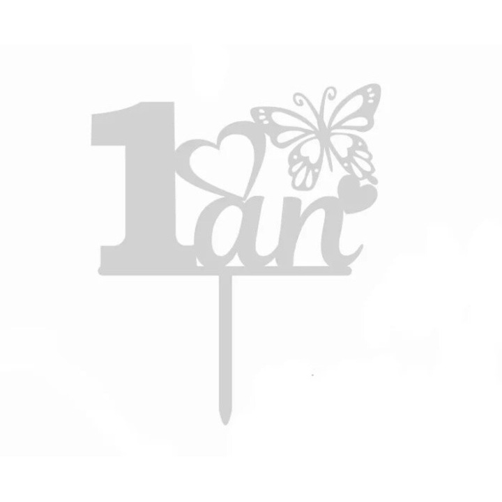 Topper tort 1 An fluture, argintiu