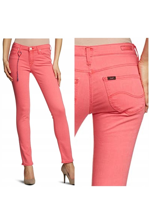 Blugi Dama, Lee, Scarlett, W24-L31, Bumbac, Fermoar, Lungi, Talie Medie, 5 Bunzuare, High-Quality, Roz