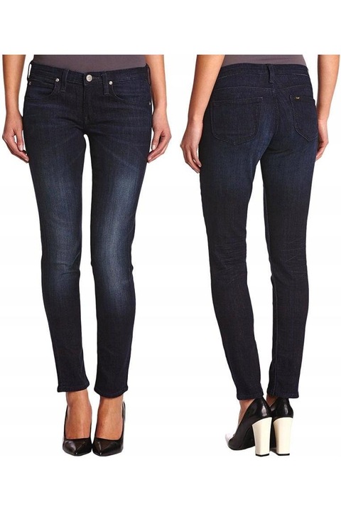 Blugi Dama, Lee, Lynn, W28-L35, Bumbac, Fermoar, Lungi, Talie Joasa, 5 Bunzuare, High-Quality, Albastru Inchis