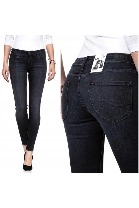 Blugi Dama, Lee, Scarlett Skinny, W24-L31 US, Bumbac, Zipper, Lung, 5 Buzunare 2 Mari 2 Medii Externe 1 Mic Intern, Talie Medie / Regulata, Negru
