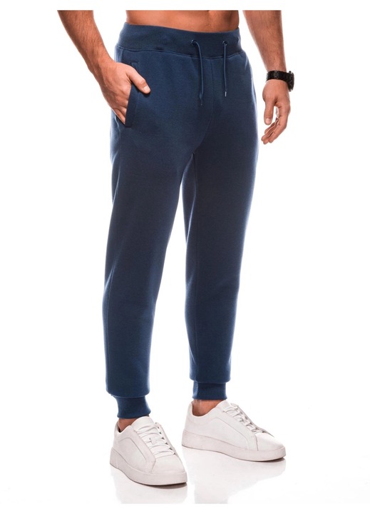 Pantaloni lungi sport EDOTI EM-PABS-0108, Barbati, Cu snur, Joggers, Albastru inchis