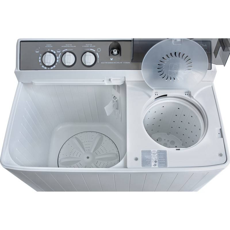 Masina de spalat rufe semi-automata Nobeltek NSWM 12.7S, 12 kg spalare, 7 kg stoarecere