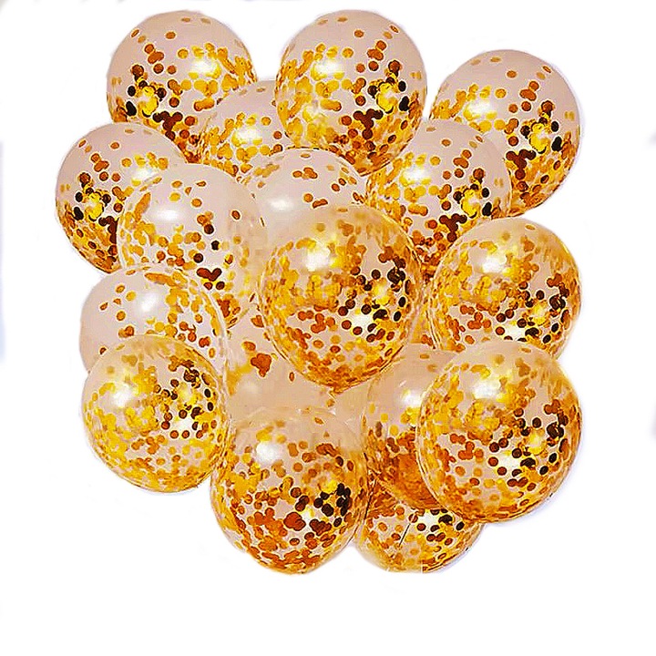 50 db-os átlátszó lufi flitteres készlet, 30cm, latex, esküvői dekoráció, bulik, rendezvények