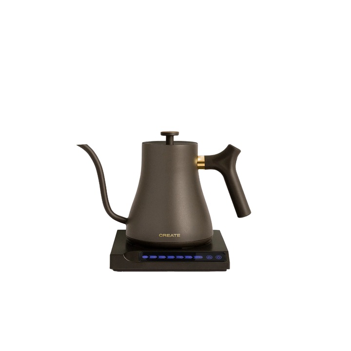Fierbator electric pour-over CREATE, Hattori Swan, pentru prepararea manuala a cafelei, capacitate 0.5 litri, temperatura reglabila 40-100°C, oprire automata, semnal acustic, buton on/off, display digital, operare intuitiva, negru mat