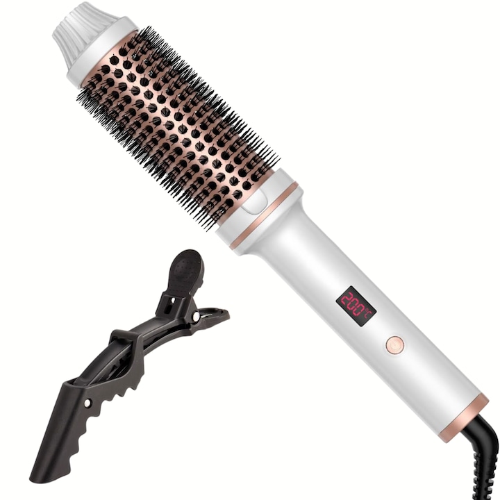 Perie De Par Electrica Z ZYNERA™, 3 Functii Pentru Par, Volum, Bucle, Indreptat, Conceputa Pentru Toate Tipurile De Par, Grile De Ventilare, Incalzire Rapida, Tehnologie De Ionizare, Alb cu Accente Aurii, Design Modern, Calitate Premium