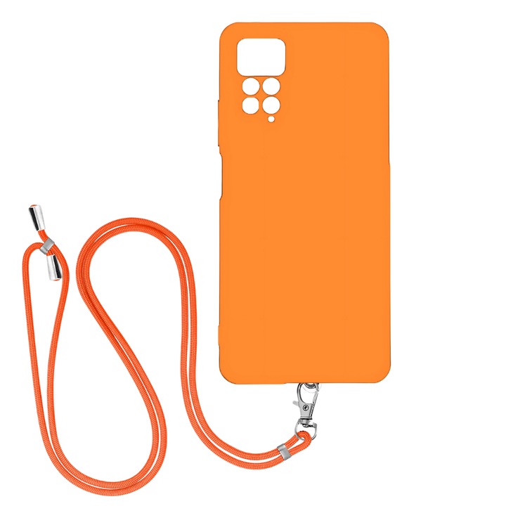 Калъф за Xiaomi Redmi 10 / Redmi 10 2022 с регулируема каишка, защита, комфорт, висококачествен материал, достъп до всички портове, изключително издръжлив, устойчив на удар, против надраскване, приятно усещане при допир, неоново оранжев