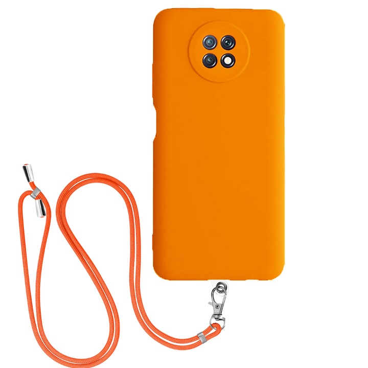 Калъф за Xiaomi Redmi 9T с регулируема каишка, защита, комфорт, висококачествен материал, достъп до всички портове, изключително издръжлив, устойчив на удар, против надраскване, приятно усещане при допир, неоново оранжев