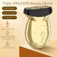 Aparat profesional pentru tratament facial anti-imbatranire si lifting, 5 in 1, RF, EMS, masaj facial, terapie cu lumina LED rosie si albastra, functie de incalzire, stimulare microcirculatie, pentru fata si gat, portabil, auriu