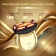 Aparat profesional pentru tratament facial anti-imbatranire si lifting, 5 in 1, RF, EMS, masaj facial, terapie cu lumina LED rosie si albastra, functie de incalzire, stimulare microcirculatie, pentru fata si gat, portabil, auriu