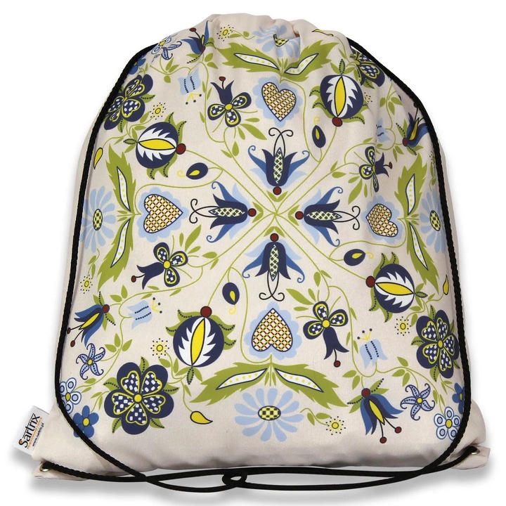 Дамска раница Sartrix, бежова, цветен дизайн на цветя, полиестер, 34x44 см