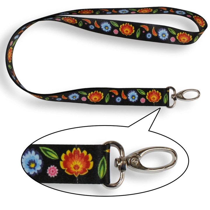 Sartrix népi zsinór, hosszú, 48cm, fém karabinerrel