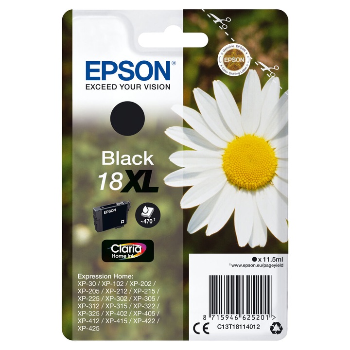 Epson 18XL nyomtatópatron, fekete, 1200 oldal, 230V