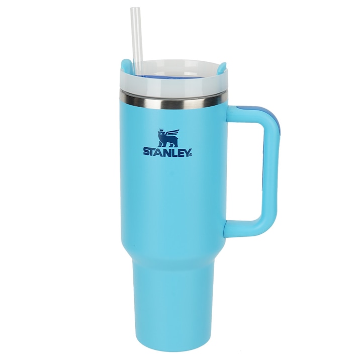 Термос Stanley, 1200 ml, неръждаема стомана 304, голям капацитет, небесно син цвят, със сламка за многократна употреба