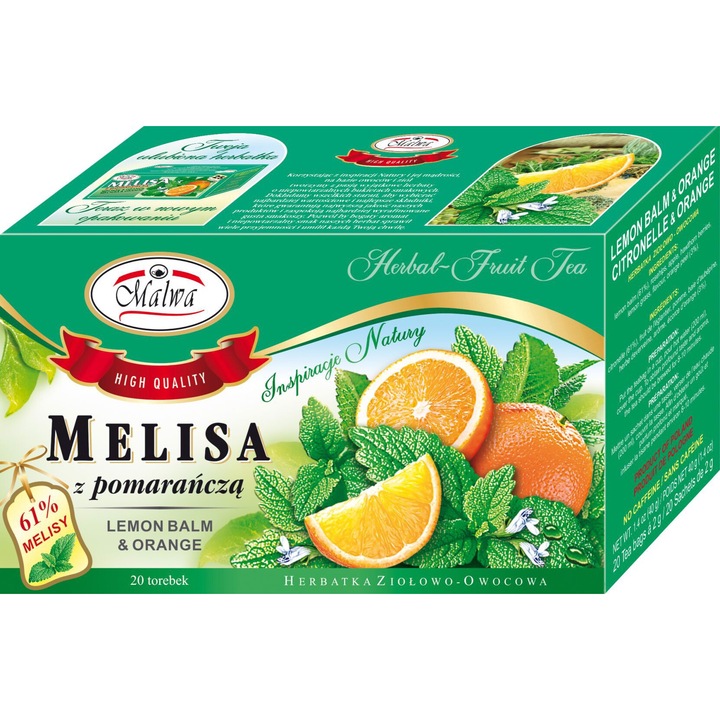 Ceai Malwa Melisa cu portocale 40 g (set 20 x 2 g)