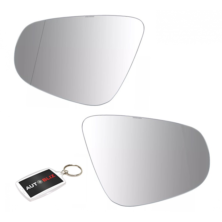 Set 2 Sticle Oglinda Stanga Dreapta Volkswagen Golf VI, Touran, Cu Breloc Autobliz