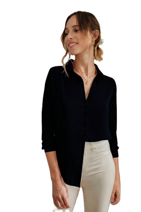 Camasa Dama, Casual, Lejera, Cu Maneci Lungi, Negru