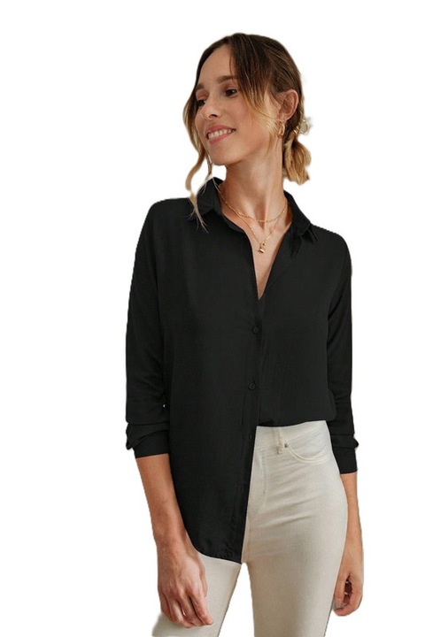 Camasa Dama, Casual, Lejera, Cu Maneci Lungi, Negru stins