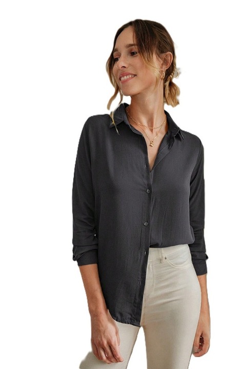 Camasa Dama, Casual, Lejera, Cu Maneci Lungi, Gri inchis