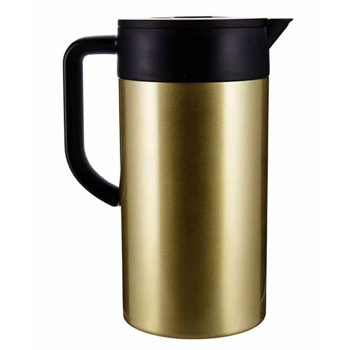 Termos cu Pereti Dubli Crofton, 1L, Inox, 13, 5 x 20cm, Cald si Rece, Auriu/Negru