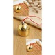 Set 2 clopotei decorativi, alama, auriu, 2.8x2.5cm, Material DIY, clopotei de vant, sfoara rosie si sfoara neagra