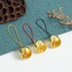 Set 2 clopotei decorativi, alama, auriu, 2.8x2.5cm, Material DIY, clopotei de vant, sfoara rosie si sfoara neagra