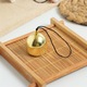Set 2 clopotei decorativi, alama, auriu, 2.8x2.5cm, Material DIY, clopotei de vant, sfoara rosie si sfoara neagra